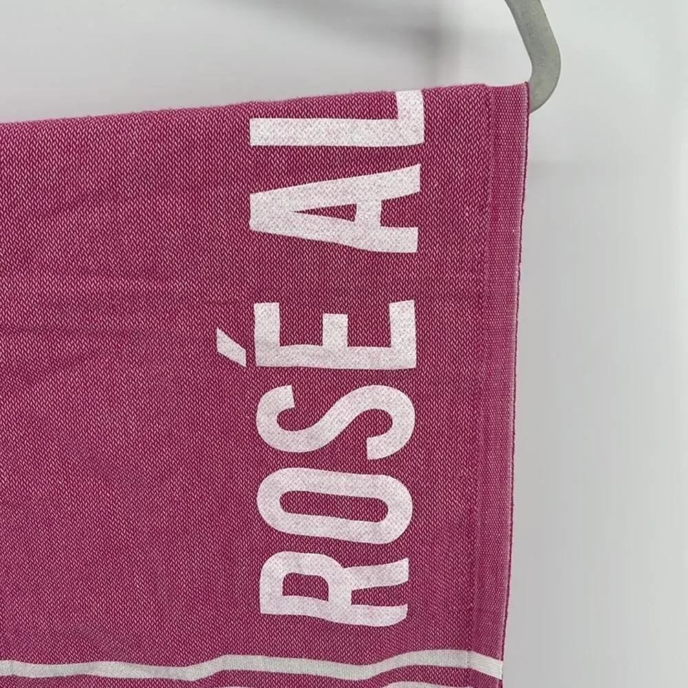Bujibaja Rose’ All Day printed fringe hem Turkish beach bath towel